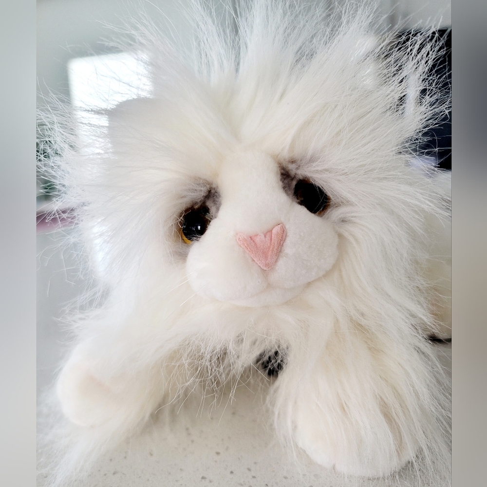 Dakin Lou Rankin FRIENDS White Plush Cat Toy, Long Haired - Picture 5 of 10